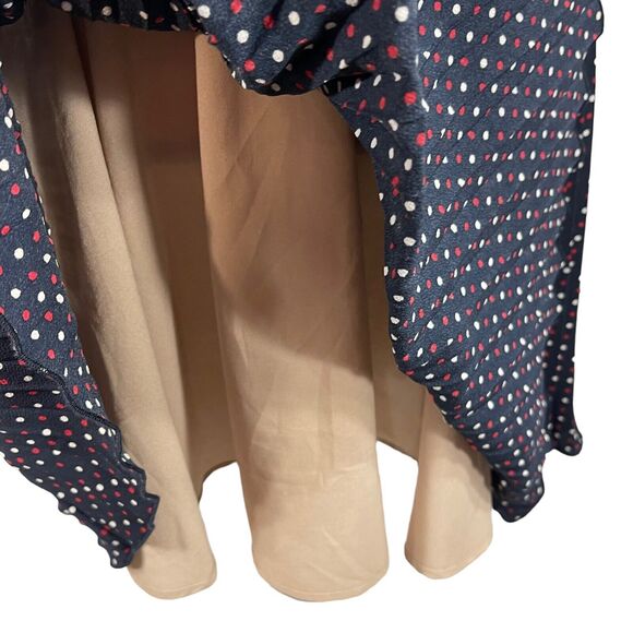 French Connection SZ 6 Phoebe Dress Mix-Lace Polka Dot Round Neck Pleated Mini - Picture 5 of 13